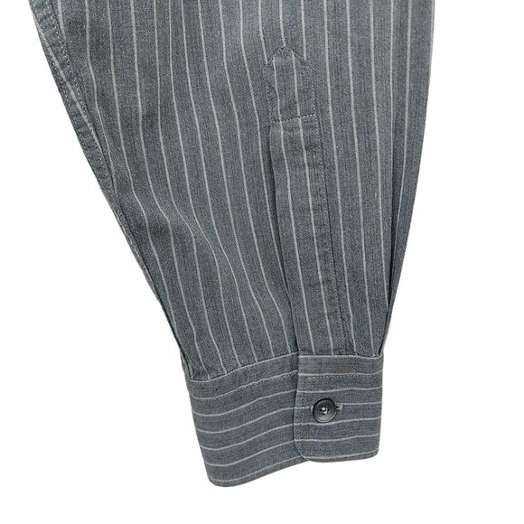 Hugo Boss Shirt Mens Large Gray Cotton Striped Long Sleeve Button Up Work Office - Picture 7 of 12